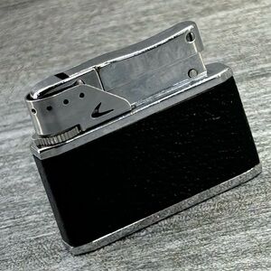 VTG Fairway Gas Lighter Chrome Leather Wrapped Art Deco**READ**